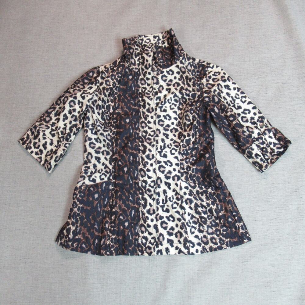 Anthropologie Luii Jacket Womens Size Small Brown Tan Leopard Modern Party